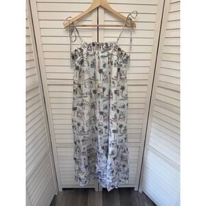 Sewing Down South Crown & Ivy Dress Women White Coastal Toile Beaded Maxi L NEW